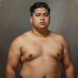 A portrait of a strong and thick attractive non-binary person, saturated skin tone, Mexican, oil painting, majestic, detailed, high resolution