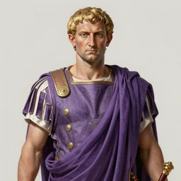 triumphant gaius julius caesar wearing a tyrian purple roman toga, art by greg rutkowski, highly detailed, digital painting, sharp focus, illustration