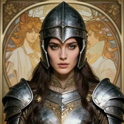 closeup portrait of a beautiful mysterious woman warrior wearing an armour costume and helmet, fantasy, regal, intricate, by stanley artgerm lau, greg rutkowski, thomas kinkade, alphonse mucha, loish, norman rockwell
