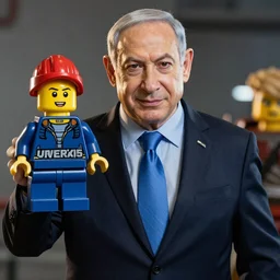 Benjamin Netanyahu in The Lego Movie,  unreal 5, DAZ, hyperrealistic, octane render, cosplay, RPG portrait, dynamic lighting