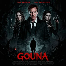 movie poster for quentin tarantino's gothic noir movie, by tom bagshaw and lois van baarle, trending on artstation, gothic art, darksynth, dark and mysterious, gothic