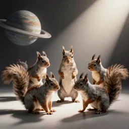 studio photograph of squirrel-like animals from alternate universes and different planets, animal photography