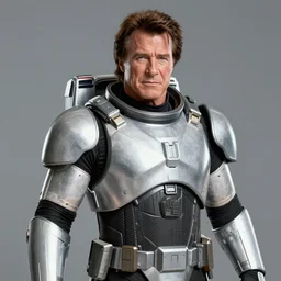Chuck Norris wearing space marine armor no helmet professionally detailed photo realistic