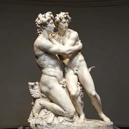 a sculpture by canova, michelangelo with the likeness of john belushi