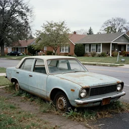 an abandoned car in a suburban neighborhood from netflix show stranger things