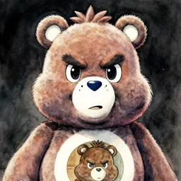 portrait, A violent and angry Carebear, watercolor, dramatic lighting, cinematic, establishing shot, extremly high detail, foto realistic, cinematic lighting, pen and ink, intricate line drawings, by Yoshitaka Amano, Ruan Jia, Kentaro Miura, Artgerm, post processed, concept art, artstation, matte painting, style by eddie mendoza, raphael lacoste, alex ross