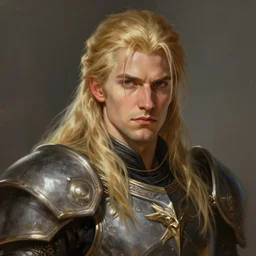 portrait, handsome long - haired male fantasy paladin, blond, rpg game, stern expression, main character, highly detailed, digital painting, artstation, concept art, smooth, sharp focus, illustration, artgerm, tomasz alen kopera, peter mohrbacher, donato giancola, joseph christian leyendecker, wlop, frank frazetta