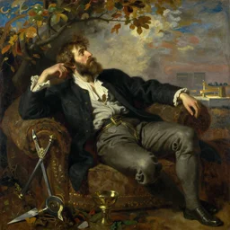 the dream of the old tyrant, by ilya repin, oil on canvas, 1 8 8 3