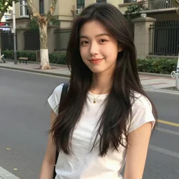 photograph of a woman by an - my le