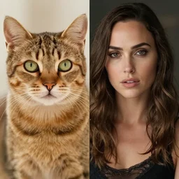 two halves of a cat, gal gadot.