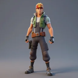 toph beifong in fortnite, character render, full body shot, highly detailed, in game render