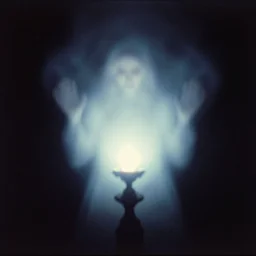 energy photography, auras, a 1 9 7 7 kodachrome photo of a seance captures a ghostly apparition
