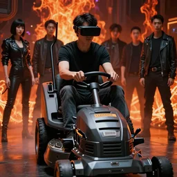 dark cyberpunk asian lawnmower in a virtual reality, by francis bacon, by ayami kojima, by amano, by karol bak, greg hildebrandt, by mark brooks, by alex grey, by zdzisław beksinski, by takato yamamoto, ultra detailed, high resolution, ultra detailed, wrapped thermal background, close - up wide portrait