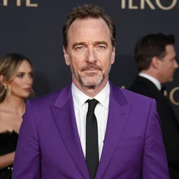 bryan cranston in a purple suit at a party