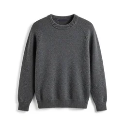 chrome wool sweater, studio product photography, isolated on a pure white background, centered, entire object in frame, sharp focus, soft studio lighting
