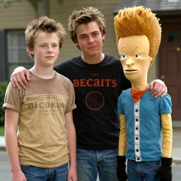 movie still of teenage actors in the role and who look exactly like beavis and butthead