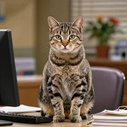 a tabby cat in the office tv show