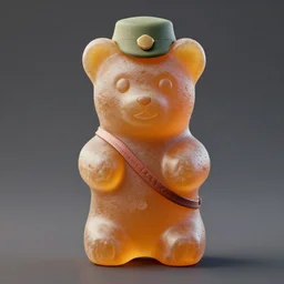 realistic gummy bear soldier, soft look, octane render, unreal engine, 3 d art, high detail