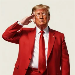 donald trump as a communist, doing a military salute, red suit, art by artgerm, greg rutkowski, wlop, studio portrait, highly detailed, digital art, elegant, intricate, concept art, trending on artstation