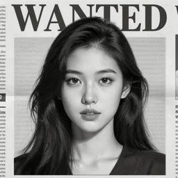 identikit picture of a criminal in the newspaper, low detail, low face, police sketch, wanted, b & w