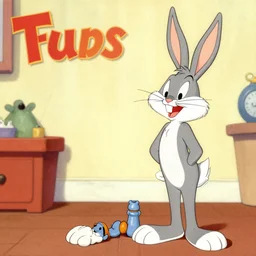a still of bugs bunny from looney tunes as a 1 9 5 0 s magazine