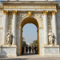 hyper realistic painting of the gates of hell, white marble and gold by stjepan sejic, norman rockwell, roberto ferri and ruan jia, john william waterhouse, godward, david kassan, beksinski, hr giger