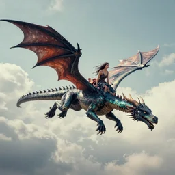 “fairy on a dragon flying”