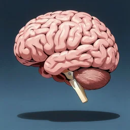 A disembodied, floating human brain as the main character in a shonen anime, key art