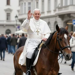 the pope in the streets of austria, riding a horse, taken on go pro hero8