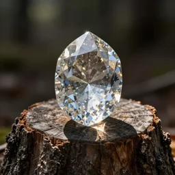 a huge Herkimer diamond cluster sitting on a tree stump