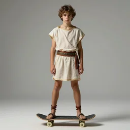 skater boy aesthetic in ancient greek clothing. hyper realistic. by michael garmash james gurney. bussiere.
