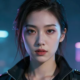 close-up portrait of cyberpunk woman, Joe Fenton