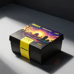 one cyberpunk food box on the table,