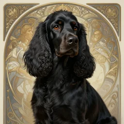 photography of a anthropomorphic black cocker spaniel woman, deep focus, d & d, fantasy, intricate, elegant, highly detailed, digital painting, artstation, concept art, matte, sharp focus, illustration, hearthstone, art by artgerm and greg rutkowski and alphonse mucha
