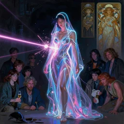 awe-inspiring award-winning concept art painting of attractive Ashley Liao in neon shrouds as the goddess of lasers, sparks, by Julie Bell, Jean Delville, Virgil Finlay, Alphonse Mucha, Ayami Kojima, Amano, Charlie Bowater, Karol Bak, Greg Hildebrandt, Jean Delville, Frank Frazetta, Peter Kemp, and Pierre Puvis de Chavannesa, cyberpunk, extremely moody lighting, glowing light and shadow, atmospheric, shadowy, cinematic, 8K,