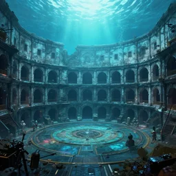 cyberpunk underwater colosseum