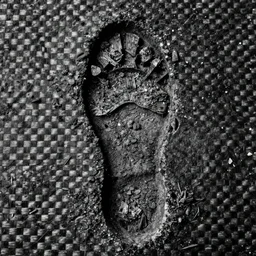 photo of a footprint in carbon, 8 k