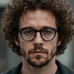 Live Action Still of Aaron Paul with thick rimmed black glasses and a brown curly afro, real life, hyperrealistic, ultra realistic, realistic, highly detailed, detailed, very detailed, cool, ultra detailed, very realistic, trending on artstation, epic, HD quality, 8k resolution, body and headshot, film still, real, detailed face, very detailed face, real life, front face, front view, dramatic lighting, real