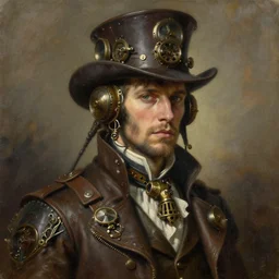 steampunk portrait of matt christman, oil on canvas
