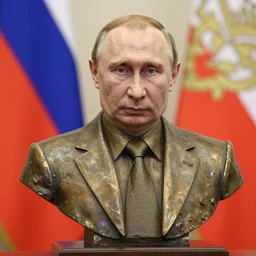 a bronze bust of Vladimir Putin