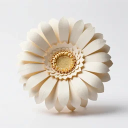 papercraft gerbera daisy, high detail photograph, full body, isolated on a pure white background, centered, entire subject in frame, sharp focus, soft studio lighting