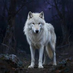 a lone white wolf in a nightmare landscape, sad, emotive, high detail, cinematic, beautiful painting by beksinski and wadim kashin