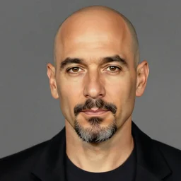 a bald man with a goatee, art by Tony sart, Thomas kinkade