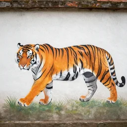 tiger painted into a wall