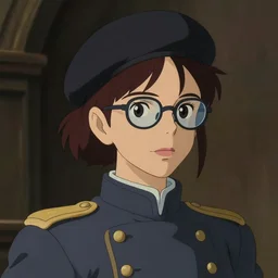 woman, fireemblem, uniform, beret, glasses, studio ghibli, artgerm, greg rutkowski, magali villeneuve, portrait, headshot, fantasy, extremelydetailed, costumedesign, artstation