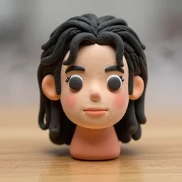 michael jackson!!! clay! extremely close smooth shiny extremely specular sculpted headshot of michael jackson , soft light, fog , on wooden table. style: claymation puppet kids clay , by guldies