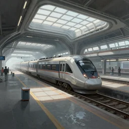 futuristic train station, concept art, digital painting, artstation