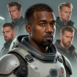 Kanye West as a space soldier, Sci-Fi closeup character art by Neil Roberts and Marc Lee and Vladimir Krisetskiy and Donato Giancola and Craig Mullins, digital art, trending on artstation