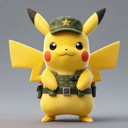 A photo of pikachu in the army, highly detailed professional photography