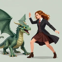emma watson / hermione granger fighting a basilisk, cover art illustration by mary grandpre, for a book by jk rowling